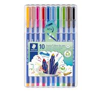 Staedtler Triplus Color, Feutres de coloriage de haute qualité, Pointe moyenne de 1 mm, Étui chevalet avec 10 couleurs lumineuses assorties, 323 SB10