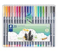 Staedtler triplus fineliner 334 - 20 couleurs, 0,3 mm, triangulaire | Fineliners triangulaires fins, encre DRY SAFE à base d’eau - corps ergonomique - Art.-Nr. 334 SB20
