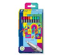 Staedtler - Triplus Fineliner 334 - Etui Carton 10 Feutres Pointe Superfine 0,3 mm Assortis - Edition Happy - 334 C10 Ha