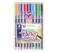 STAEDTLER Triplus Fineliner 334 meTime Lot de 10 feutres fins triangulaires avec largeur de ligne de 0,3 mm, tige ergonomique, encre à base d'eau Dry Safe