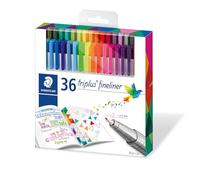 Staedtler Triplus Fineliner, Feutres à pointe extra-fine pour écriture et contours, Boîte en carton avec 36 couleurs lumineuses assorties, 334 C36