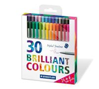 Staedtler Triplus Fineliner, Feutres à pointe extra-fine pour écriture et contours, Boîte en carton avec 30 couleurs lumineuses assorties, 334 C30P