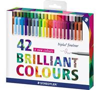 Staedtler Triplus Fineliner, Feutres à pointe extra-fine pour écriture et contours, Boîte en carton avec 42 couleurs lumineuses assorties, 334 C42