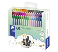 Staedtler Triplus Fineliner, Feutres très fins de haute qualité pour écriture et contours, Pointe extra-fine de 0.3 mm, Étui carton de 60 couleurs lumineuses assorties, 334 C60