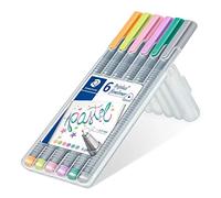 Staedtler Triplus Fineliner "My Pastel Colours", Feutres fins de Largeur 0.3 mm, Ecriture Douce, Lavable, Corps de Forme Triangulaire Ergonomique, Pointe Fine En Métal, Boîte De 6 Feutres,334 SB6CS1