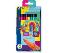 Staedtler Triplus Happy Fibre-Tip Stylos - Pack De 10 - Coloré Colorer Stylos