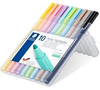 Staedtler Triplus Highlighter, Feutres surligneurs pastel à pointe ogive de 1-4 mm, Étui chevalet avec 10 surligneurs assortis, 362 CSB10