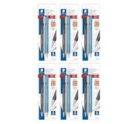 STAEDTLER Triplus Lot de 6 porte-mines (6 lots de 3 pièces) (#2) mine de 0,5 mm, rétractables avec gomme torsadée, poignée triangulaire ergonomique pour écrire, dessiner et dessiner, 18 pièces