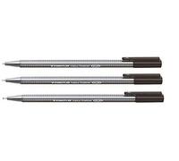 Staedtler Triplus Stylo pointe fine Noir 0,3 mm fine line Stylos Superfine & Dry Safe, lavable sur la plupart des textiles (Lot de 3)