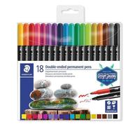 Staedtler® Twin-Tip Permanent 3187 Design Journey - Set 18 Feutres Permanents Assortis Double Pointe Fine Et Superfine
