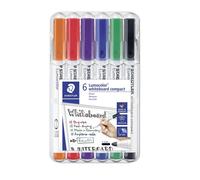 Staedtler Marqueurs pour tableau blanc Lumocolor 341 - Étui de 6 - Effaçables à sec