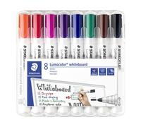 Staedtler Marqueurs tableau blanc Lumocolor 351 – 2 mm, sans xylène/toluène étui chevalet 8 couleurs