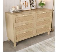 Stärkes Material Élégante placard et commode en bois naturel avec six tiroirs, chambre à coucher avec beaucoup de stockage, tiroir