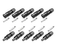 Stäubli Connecteurs solaires MC4 de type II, série PV-KST4/6II-UR et PV-KBT4/6II-UR pour câbles solaires de 4-6 mm² avec un diamètre extérieur de 7,0 à 8,8 mm (lot de 5 pièces)