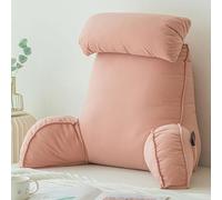 Stafeny Oreiller de lecture de lit, coussin avec dossier, soutien lombaire, avec accoudoirs, lavable, multifonction, idéal pour travailler, lire ou jouer au lit/canapé/sol Rose