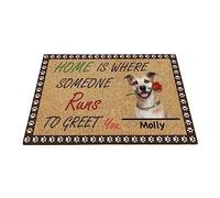 Staffie, Chien Drôle Personnalisé avec Rose, Staffie Gift Home Est L'Endroit Où Quelqu'un Court pour Vous Saluer Paillasson De Bienvenue Absorbant Paillasson D'Entree Tapis De Bain 40X60Cm