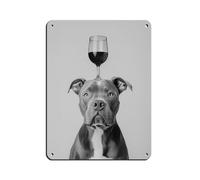 Staffordshire Bull Terrier Balancing Wine Poster rétro en métal Décoration murale 30 x 40 cm