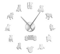 Staffordshire Bull Terrier Chien Race Autocollants Miroir Acrylique Bricolage DIY Aiguille à Quartz Design Moderne Horloge Murale (Argent, 119,4 cm)