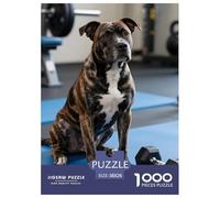 Staffordshire Bull Terrier Puzzle 1000 pièces Chien de Compagnie - Défi Familial Stimulant, DIY Artistique, Puzzle Relaxant Et Décoratif, 38x26cm/1000pcs