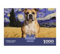 Staffordshire Bull Terrier Puzzle 1000 Pièces DIY Divertissement Puzzles Classiques Chien Mignon Illustration Colorée pour Adultes Et Enfants À Partir De 14 Ans70x50cm/1000pcs