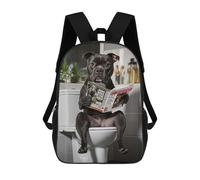 Staffordshire Terrier on The Toilet Reading Newspaper Sac À Dos, Cartable Imprimé En 3D, Sac À Goûter, Sac À Dos De Voyage, Sac À Dos Entre Amis, Sac À Dos Scolaire Pour Filles Et Garçons 17inch