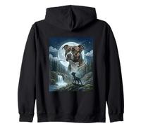 Staffy Howling to The Moon Meme Funny Dog Lover Sweat à Capuche