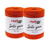 Stafil Lot de 2 pelotes de fil de jute Ø 2 mm 250 g 210 m Couleur orange