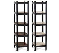 Stagecaptain 2X Étagère de Stockage Heavyrack, 5 tablettes Bois Clair/foncé, Style Industriel Noir, pour Cuisine, Salon, Bureau, espaces de Rangement sur Pied.