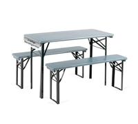 Stagecaptain BB-117 GY Hirschgarten Bierzelt Set 117 cm - Pliant pour Tente fête, 1 Table + 2 bancs en Bois, Usage intérieur/extérieur, Gris.