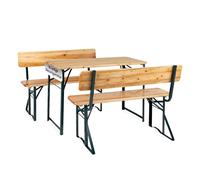 Stagecaptain BBDL-119 NT Hirschgarten Garniture de Bierzelt avec Dossier pour Balcon - 119 cm - Table + 2 Bancs Pliables en Bois - Intérieur & Extérieur - Naturel.
