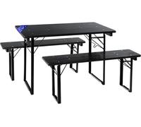 Stagecaptain BBEU-110GY Hirschgarten Ensemble Bierzelt pour Balcon - Tente Pliante 110 cm - 5 Tables, 10 bancs en Bois - pour intérieur et extérieur - Gris.