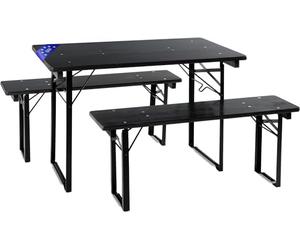 Stagecaptain BBEU-110GY Hirschgarten Ensemble Bierzelt pour Balcon - Tente Pliante 110 cm - 5 Tables, 10 bancs en Bois - pour intérieur et extérieur - Gris.