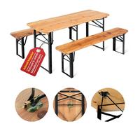 Stagecaptain BBK-110 Hirschgarten Garniture De Bière Enfants - 110 cm - Table Pliante + 2 bancs en Bois - Intérieur & extérieur - Naturel.