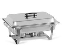 Stagecaptain CDDF-09 Chauffe-Plats Chafing-Dish - Récipient Chauffant en Acier Inoxydable pour Buffet et Catering - Capacité 9 L - Bain-Marie, Couvercle, Pieds Pliables & 2 Supports de Brûleur