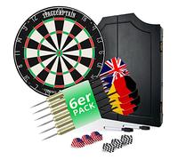 Stagecaptain DBC-1775 BK Bullseye Armoire Pub avec fléchettes - Coffret en Bois avec Cible Steeldart Professionnelle - Cible avec Fils Extra Fins - Cible avec 6 fléchettes et 4 Jeux de Flights
