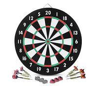 Stagecaptain DBP-1810 Bullseye Cible De Fléchettes en Papier avec Fléchettes - Cible Steeldarts pour Débutants en Paper Board - Cible Double Face - Cible avec 6 Fléchettes Et 4 Jeux De Plumes