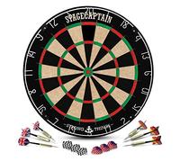 Stagecaptain DBS-1715 Bullseye Pro Cible de Fléchettes avec fléchettes - Cible Professionnelle en sisal pour steeldarts - Dartboard avec Fils Extra Fins - Cible avec 6 fléchettes et 4 Jeux de Flights