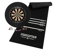 Stagecaptain DBS-1715 Bullseye Pro Cible de fléchettes en sisal avec 6 fléchettes, 4 Jeux de Flights, Fils Fins, Tapis et Surround Inclus.