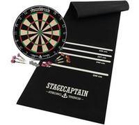 Stagecaptain DBS-1715 Bullseye Pro Cible de Fléchettes en Sisal avec Fils Fins, 6 fléchettes, 4 Jeux de Flights et Tapis de Dart - Cible steeldarts Professionnelle.