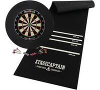 Stagecaptain DBS-1715 Bullseye Pro Cible de fléchettes en sisal avec 6 fléchettes, 4 Jeux de Flights, Fils Fins, Tapis et Surround Inclus.