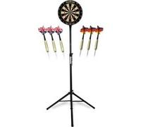 Stagecaptain DBS-1715 Bullseye Pro Cible de fléchettes - Jeu de fléchettes Classique avec Support - Jeu Flechette avec 6 flèches Pointe en Acier et 12 Volants