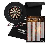 Stagecaptain DBS-1715 Bullseye Pro Jeu de Fléchettes Home Set en sisal, araignée Filaire Fine, diamètre 45 cm, 6 fléchettes Acier, 12 Flights, Poster, Anneau Protection et Tapis Inclus.