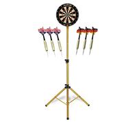 Stagecaptain DBS-1715 GD Bullseye Pro Cible de Fléchettes Or - Cible Steeldarts en Sisal - Support Acier Réglable - 6 Fléchettes & 4 Sets de Flights Inclus.