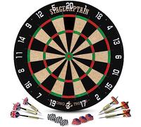 Stagecaptain DBS-1715C Bullseye Champion Cible de fléchettes en sisal avec Fils Fins, 6 fléchettes et 4 Jeux de Flights - Cible steeldarts Professionnelle.