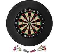 Stagecaptain DBS-1715C Bullseye Champion Cible Steeldarts Pro en Sisal avec Fils Fins, 6 fléchettes, 4 Jeux de Flights et Anneau de Protection Inclus.