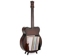 Stagecaptain Étagère à Disques SR-80 D Django Sunburst - Étagère de Rangement pour LP - En Bois Massif au Design Guitare - Pour Jusqu’à 80 Disques Vinyles - Brun Foncé