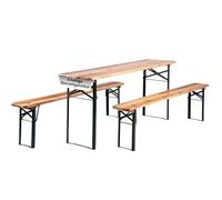 Stagecaptain Garniture de Bière Hirschgarten 170 cm de Longueur - Garniture de Fête Pliante 1x Table & 2X Banc - Ensemble de Siège en Bois - Transport Facile - Adapté Intérieur et Extérieur - Naturel