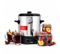 Stagecaptain GWK 27A - Cuiseur à vin chaud 27 L pour boissons chaudes, confitures, fruits, soupes; 2000 W, inox, régulateur de température, minuterie, arrêt automatique - argent