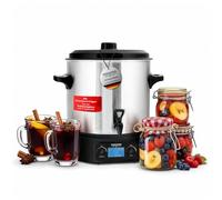 Stagecaptain GWK 27D - Marmite 27 L pour vin chaud, boissons, confitures, fruits, soupes. 2000 W, inox, régulateur de température, minuterie, arrêt auto, écran LCD
