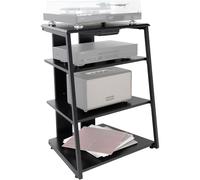 Stagecaptain HiFi Rack - Finitura Legno frassino Nero, telaio in Acciaio - 4 ripiani HiFi, ognuno Con portata tra 20-50 kg - cassetto e piedi regolabili - Ideale per giradischi, componenti HiFi ecc.